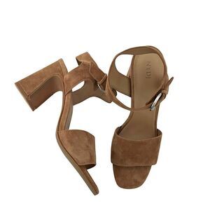 NYDJ Brown The Liz Block Heel Ankle Strap Sandals